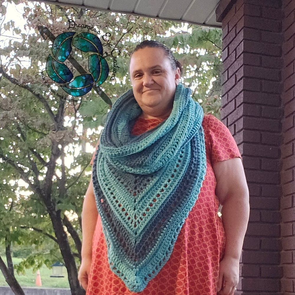 Blue and Gray Crochet Shawl